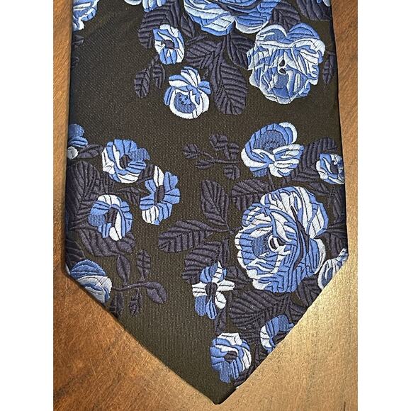 Brand Q Blue Black Hand Made 100% Microfiber Men’s Neck Tie - Picture 1 of 9